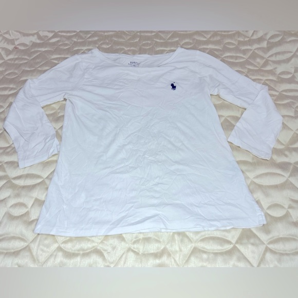 Polo Ralph Lauren 100% Cotton 3/4 Sleeves Tee Shirt Blouse Women’s Size S White - Picture 2 of 4